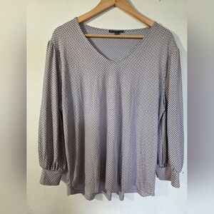 Adrianna Papell Gray Polka Dot Blouse